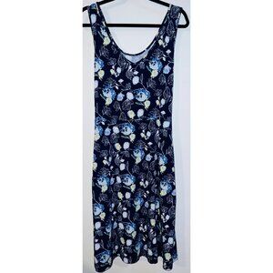 Apt. 9 Women's Floral Sleeveless Dress Size S Navy Blue With White & Yellow